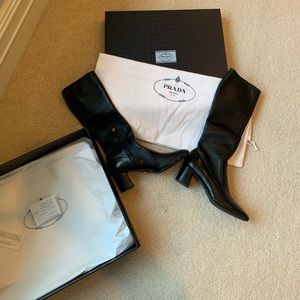 AUTHENTIC Black Leather Prada Boots SIZE 9